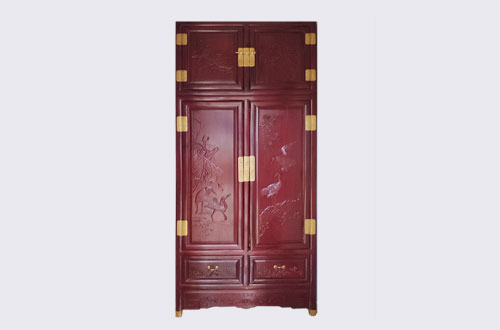 诏安高端中式家居装修深红色纯实木衣柜